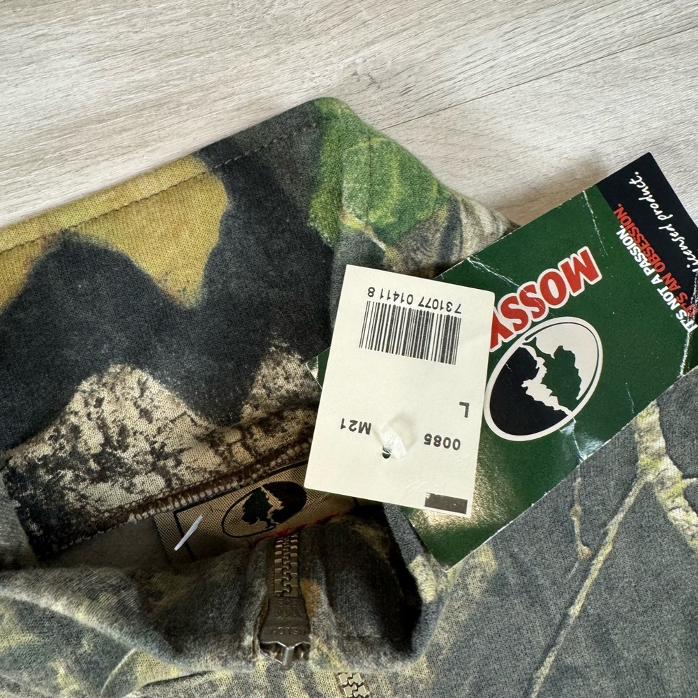 Vintage Mossy Oak 1/4 Zip Camo Pullover Sweatshirt Hunting Outdoors Mens L NWT - Picture 3 of 6